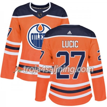 Edmonton Oilers tröja Milan Lucic 27 Adidas 2017-2018 Orange Authentic - Dame NHL Tröjor